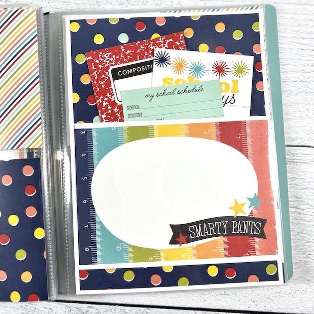 School Life Scrapbook page with pocket for photos