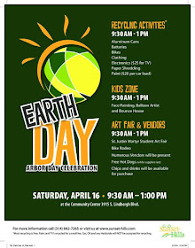 GO Sunset Hills Earth Day Celebration April 16, 2016 3915 S Lindbergh Blvd, Sunset Hills, MO 63127 Free To the Public 9:30AM to 1:00PM
