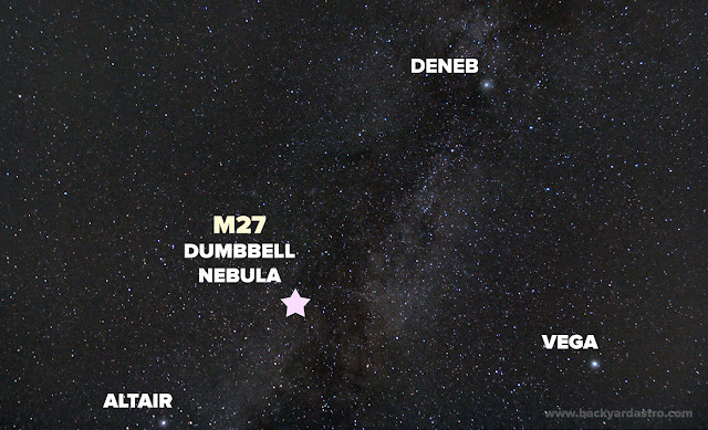 Star chart to find the Dumbbell Nebula