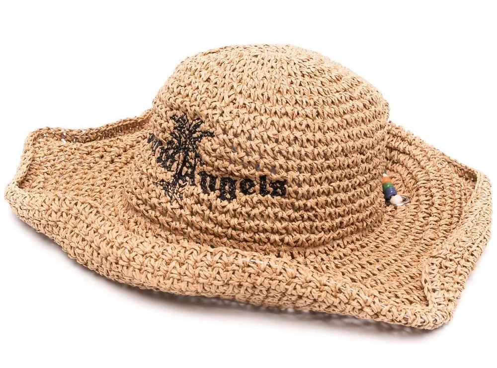 Palm Angels embroidered-logo woven-raffia hat