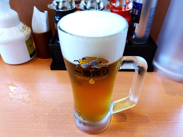 日高屋　勝田台南口店　生ビール祭　キリン一番(生)