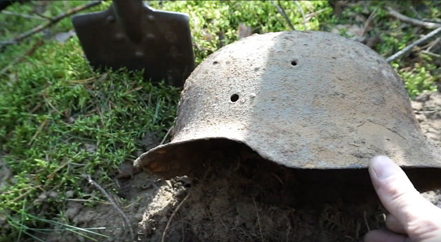 Metal detecting finds German helmet ww2 relics