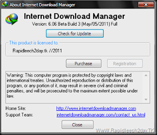 Picture showing Registered IDM 6.06 Beta Build 3