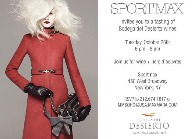 SPORTMAX Wine Tasting Tuesday October 26 NYC 