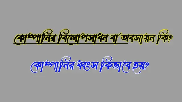 কোম্পানির বিলোপসাধন বা অবসায়ন কি