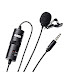 Boya ByM1 Auxiliary Omnidirectional Lavalier Condenser Microphone with 20ft Audio Cable (Black)