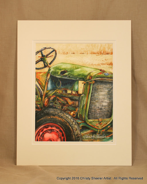 The Vintage Tractor Original Watercolor Painting Copyright 2016 Christy Sheeler Artist. All Rights Reserved.