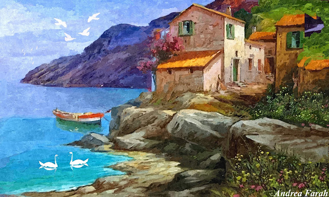 Mediterranean View beautiful painting 47