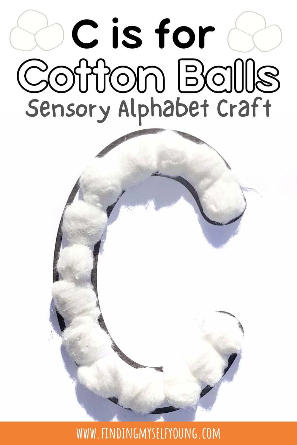 C is for cotton balls sensory alphabet craft