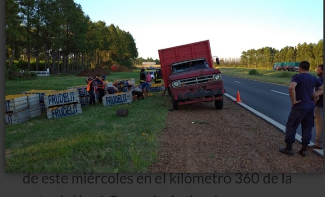  Un camión que transportaba citrus volcó en la autovía General Artigas