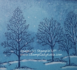 Winter Card made with Stampin'UP!'s Lovely as a Tree Stamp Set and white Chalk Marker