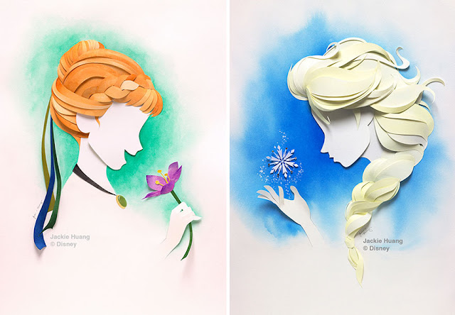 Disney characters made from layers of paper