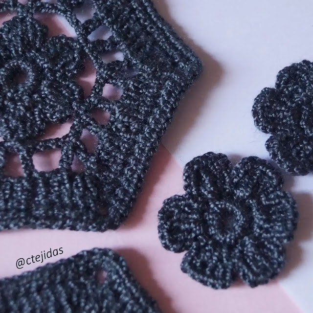 Patrón Motivo Hexagonal con Flor a Crochet