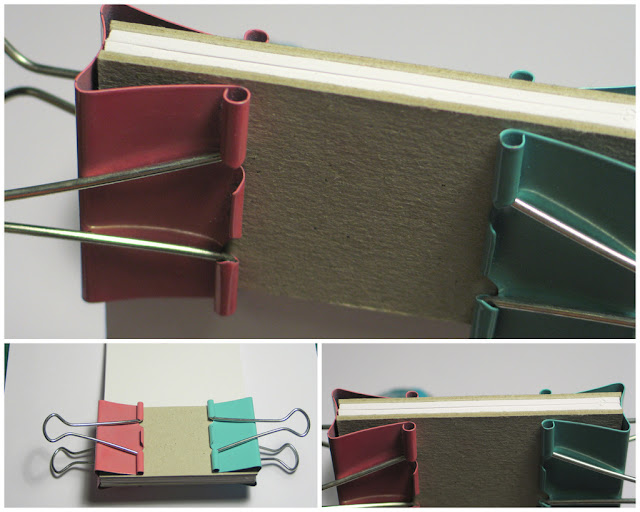 holding the sheets together for gluing with binder clips size for your handmade notepad - tutorial