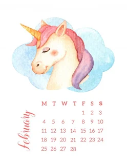 Unicornios: Calendario 2019 para Imprimir Gratis.