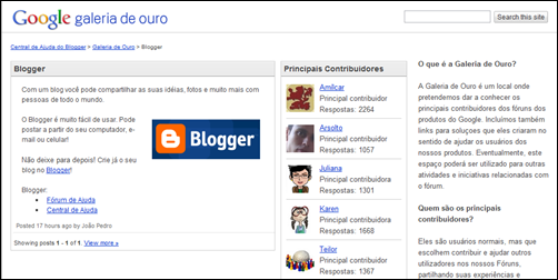 Galeria de Ouro - fórum do Blogger