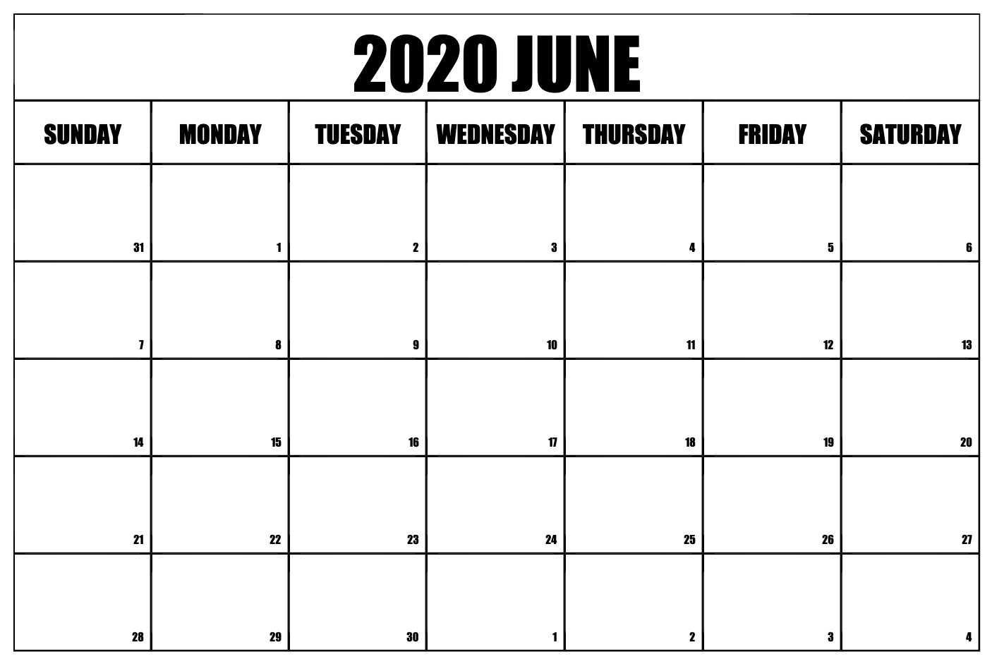 June 2020 Calendar PDF