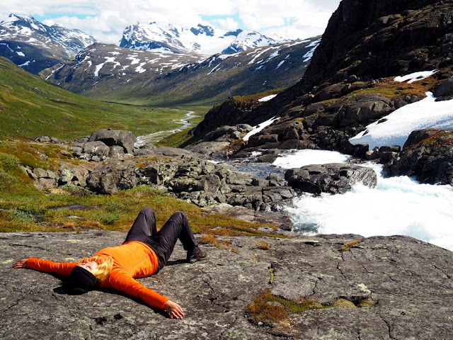 sluníčko, příroda, trek, kameny, Jotunheimen, Norsko, opalování