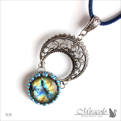 Miracolo, wisiorek z labradorytem, księżycowy wisiorek, labradoryt, labradorite pendant, moon pendant