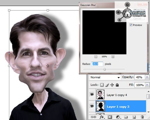 gaussian blur gaussian blur - Mengubah Foto Menjadi Karikatur Dengan Photoshop