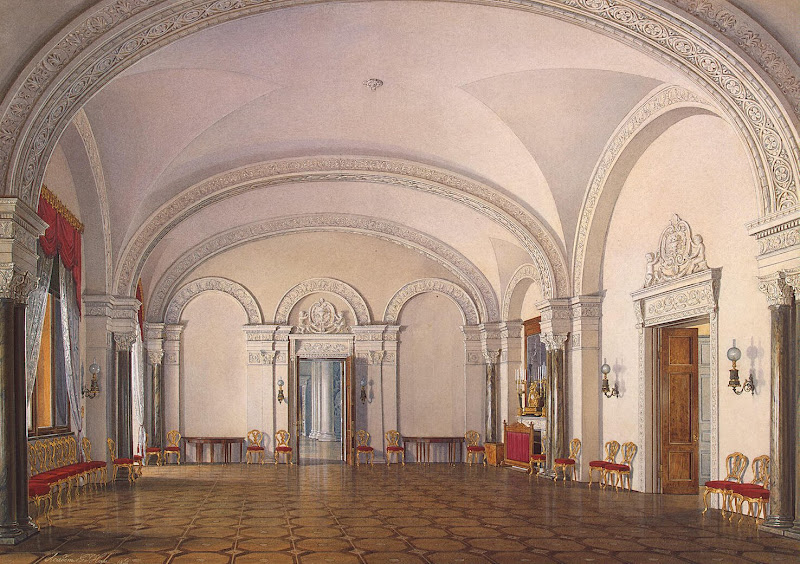 Interiors of the Winter Palace. The Second Reserved Apartment. Room 1 by Edward Petrovich Hau - Architecture, Interiors Drawings from Hermitage Museum