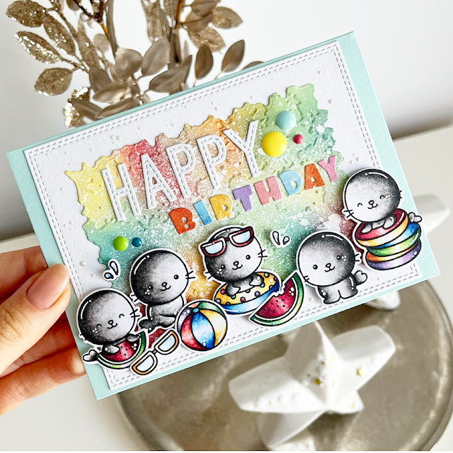 Sunny Studio Stamps: Sealiously Sweet Customer Card by Josi