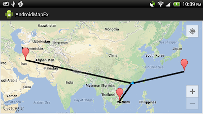 Polyline from touched location to MyLocation