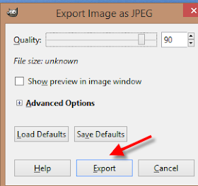 GIMP export default settings