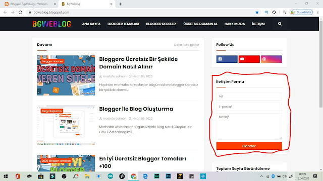Blogger Siteye İletişim Formu Ekleme - Bgweblog