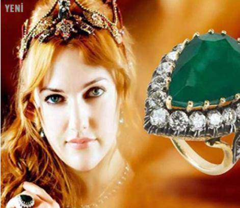 Authentic Hurrem Sultan Ring - Handcrafted with Green Stone and Sterling  Silver