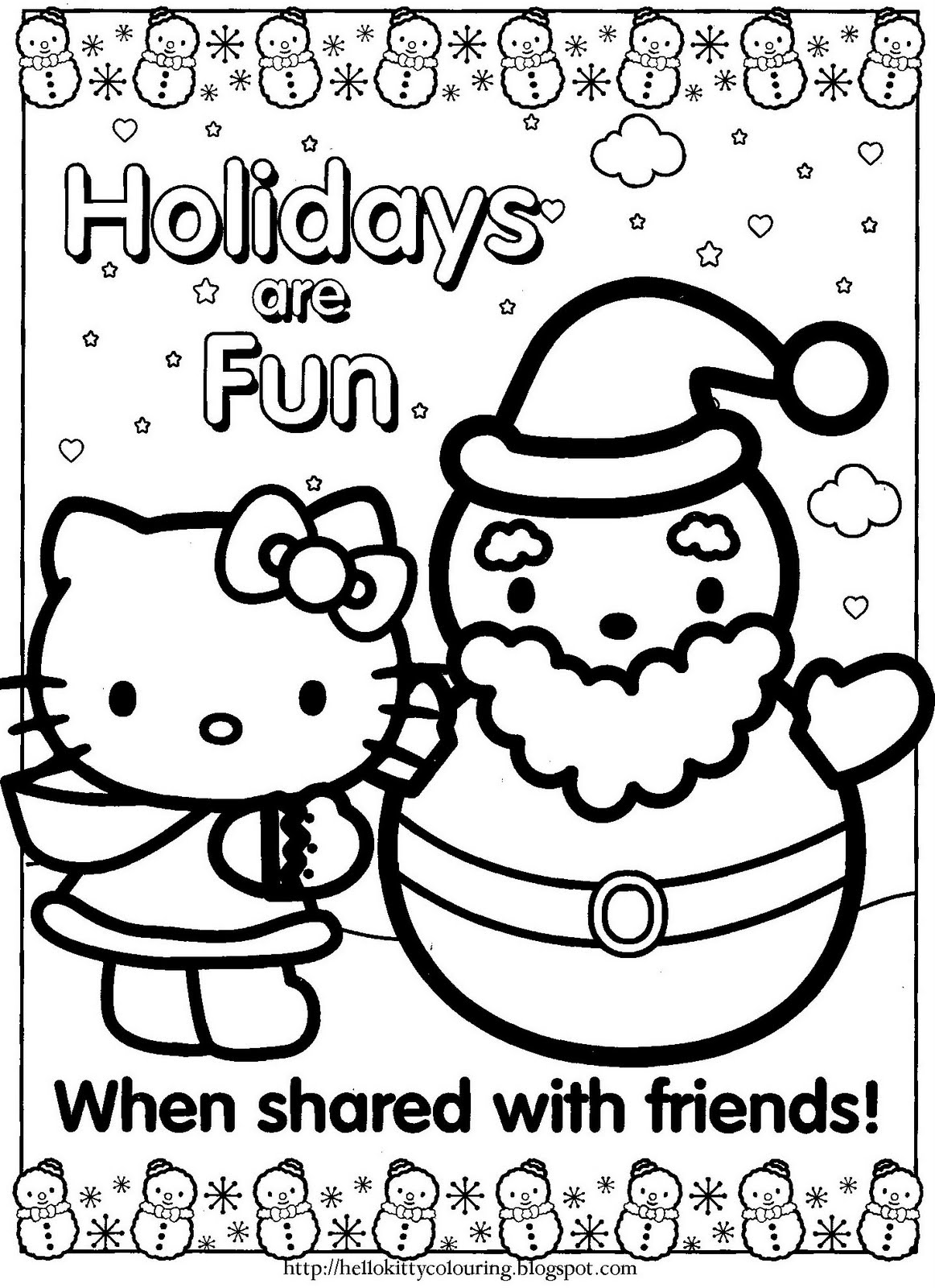 HAPPY HOLIDAYS HELLO KITTY COLORING