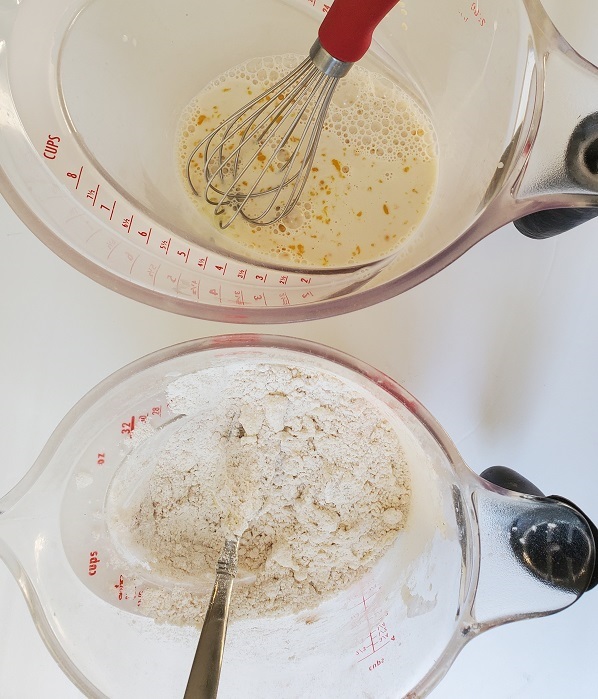 flour and wet mixture for apple pie muffins