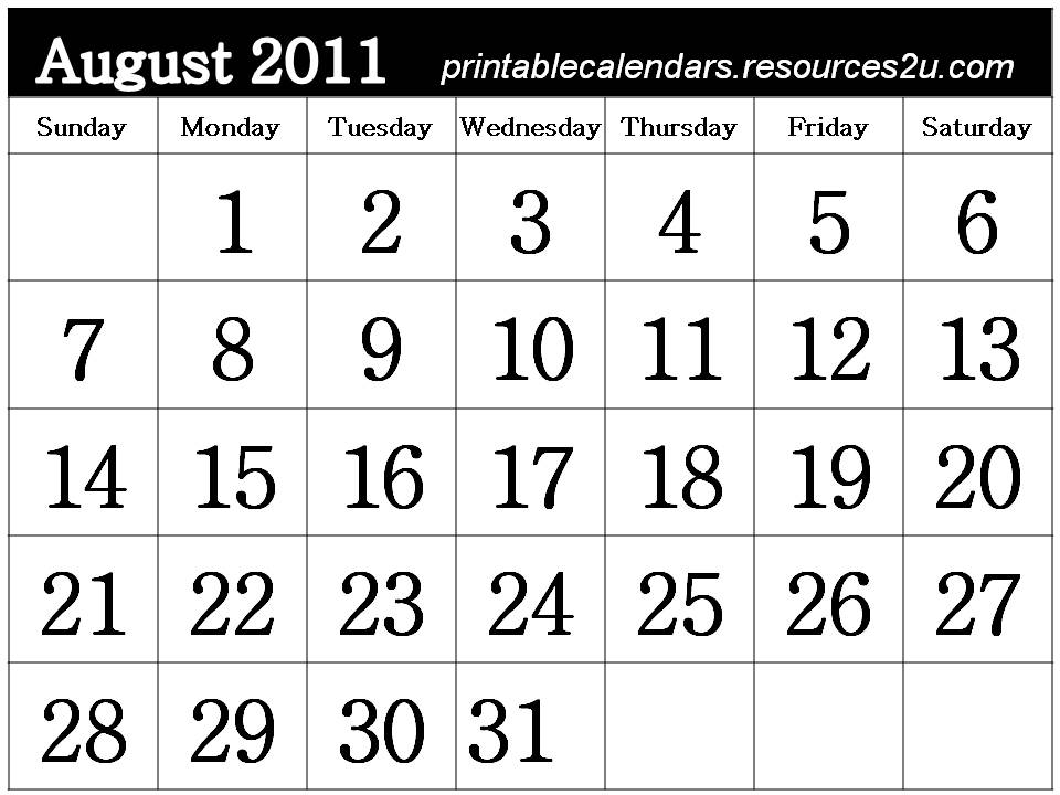 2011 Calendar For Print. 2011 Calendar to print