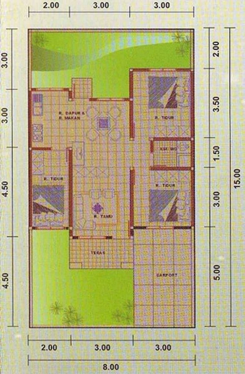 4 GAMBAR DENAH RUMAH 8X12 1 LANTAI KAMAR 3 MENARIK RUMAHMINIMALISPROcom