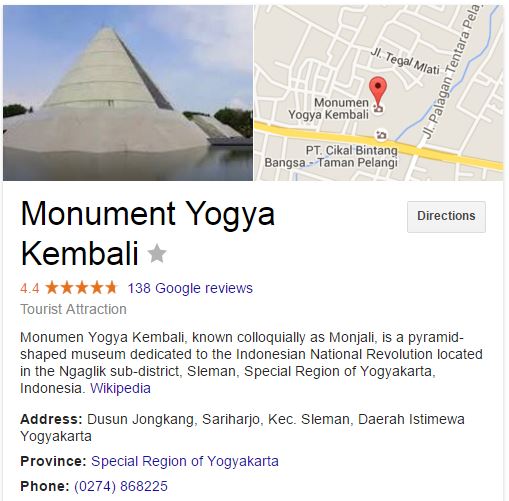 harga tiket masuk Monumen Jogja Kembali - PANTAUAN HARGA