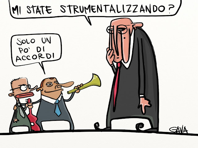 gava gavavenezia satira vignette caricatura napolitano letta berlusconi tromba chitarra 