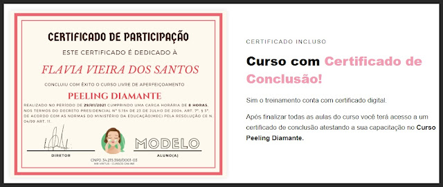Certificado Curso Peeling Diamante