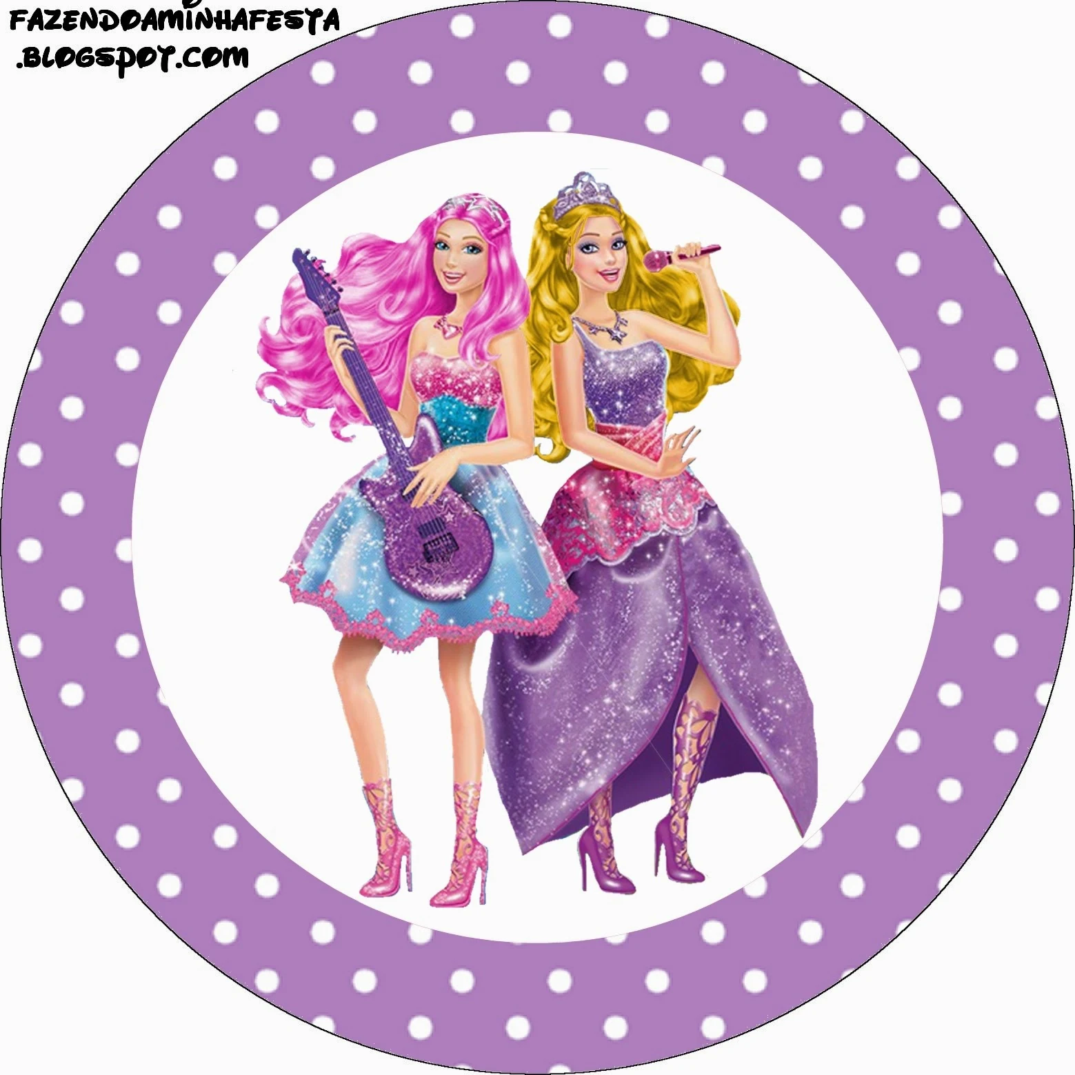 Barbie Rock Star Toppers or Free Printable Candy Bar Labels.