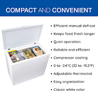 Koolatron KTCF195 and KTCF15 Chest Freezers features and inside view, image