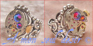 Bague Steampunk Victorien mouvement montre mécanique mécanisme 