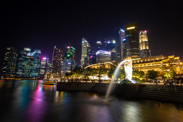 Merlion a Marina Bay-Singapore