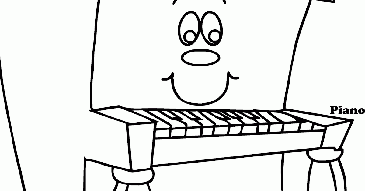 Mewarnai Gambar  Alat Musik Piano Versi Kartun Contoh 