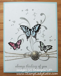 Card made with Stampin'UP! sets: Everything Eleanor, Papillon Potpourri and the splotches from the Paper Pumpkin Welcome Kit