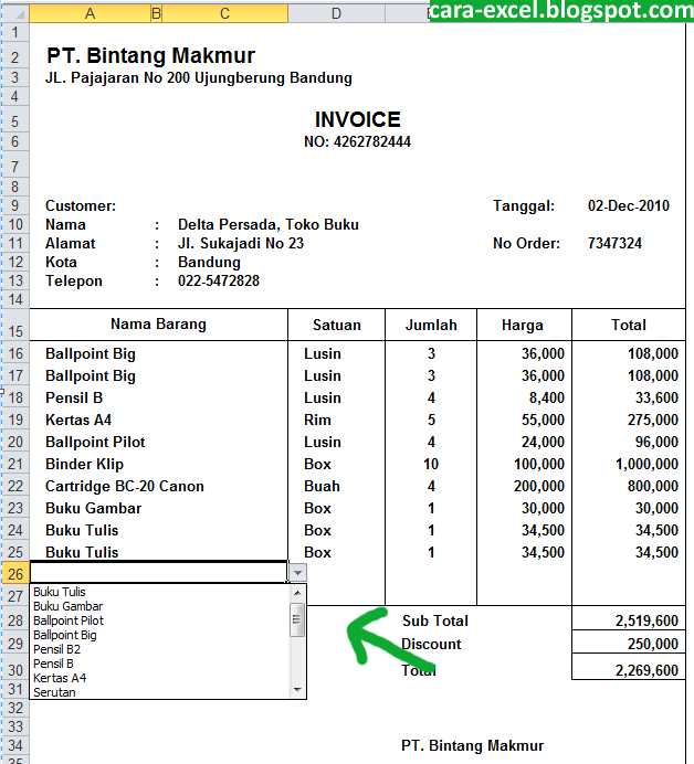 Contoh Invoice Jasa Rental Mobil - Contoh 0208