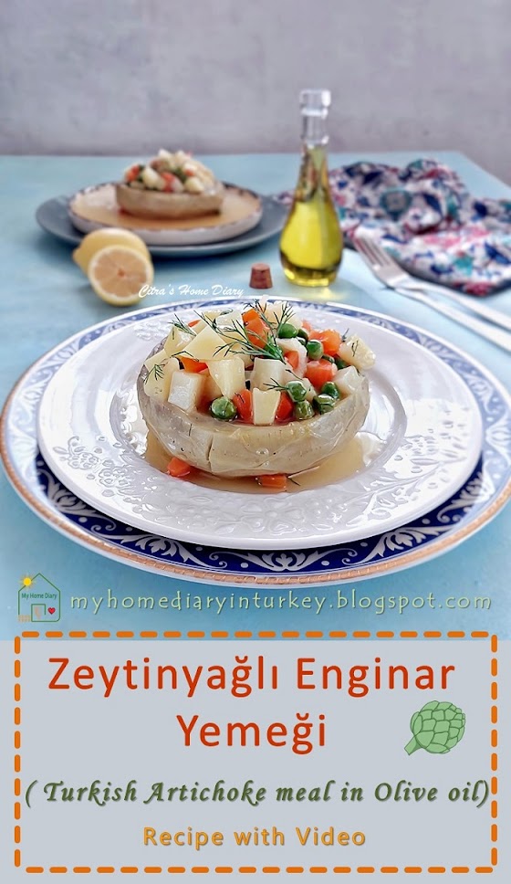 Zeytinyağlı Enginar Yemeği / Turkish food recipe: Artichoke heart in Olive oil | Citra's Home Diary. #artichokerecipe #artichokeheart #enginar #zeytinyağlıenginar #veganrecipe #resepmasakanturki #mediterraneanfood #Turkishcuisine