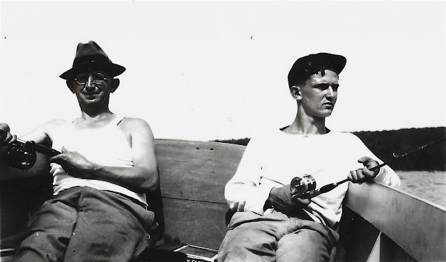 Ervin and Robert Putnam fishing, around 1943