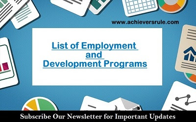 List of Employment and Development Programs - An Overview for SSC, SSC CGL