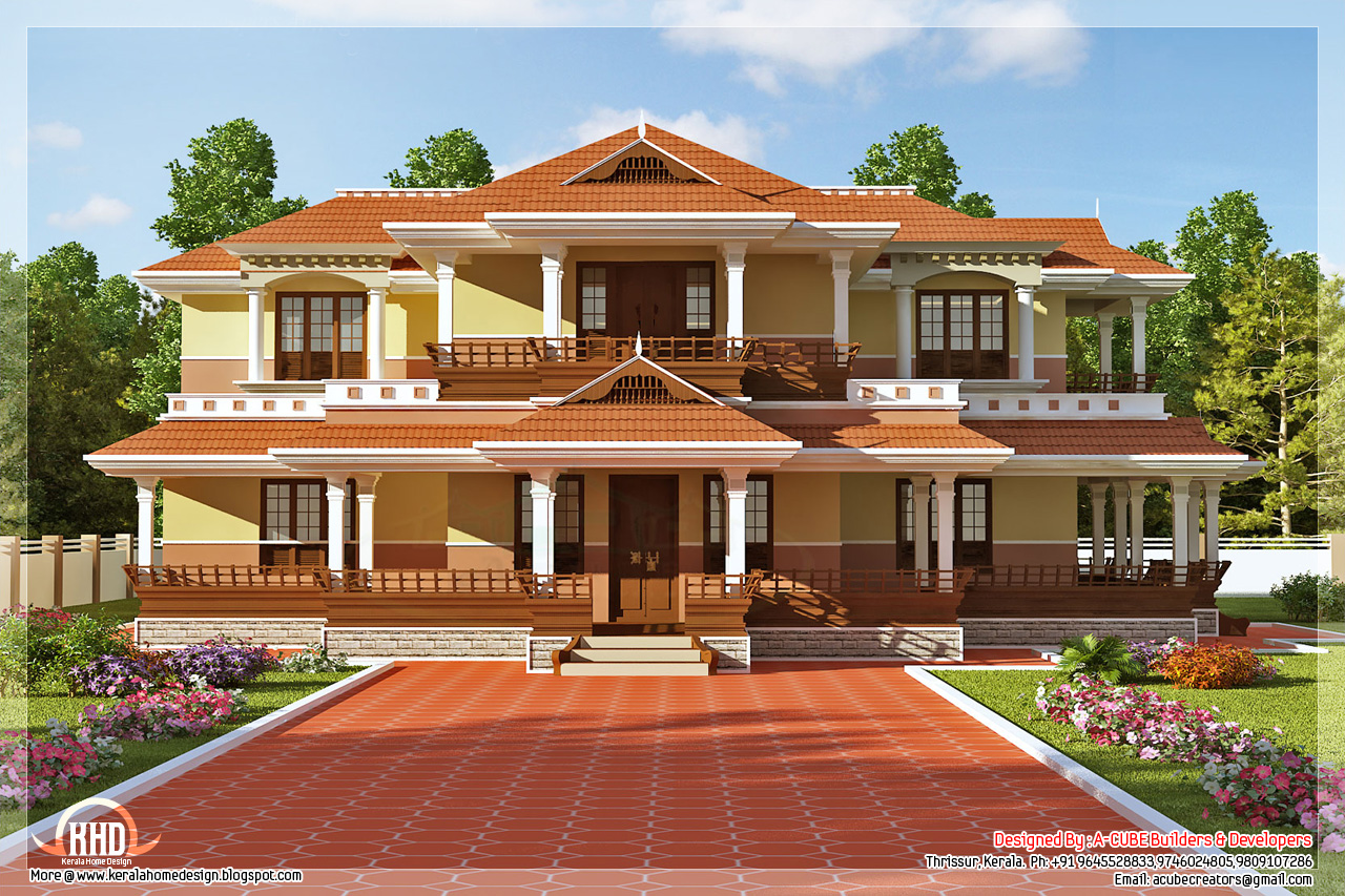 Keral model 5  bedroom  luxury home  design  Kerala  home  