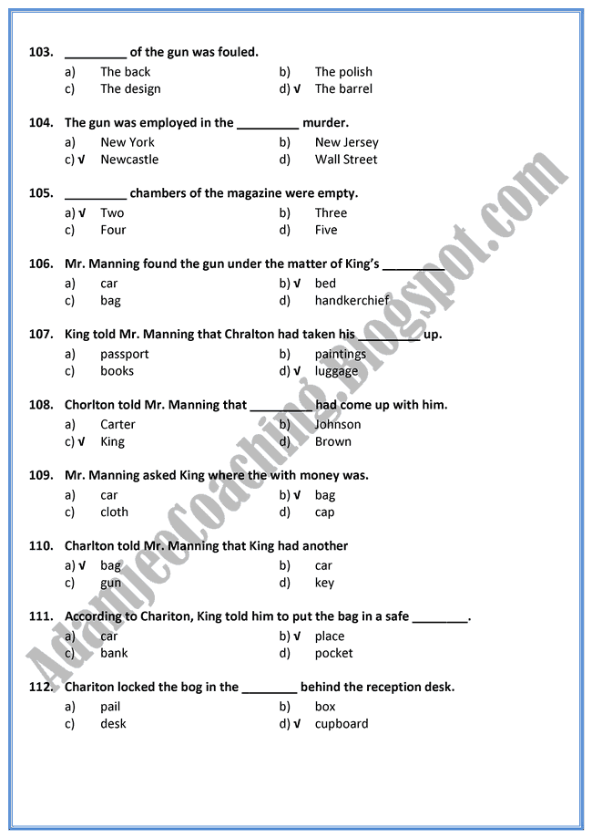 English-XI-The Hostile Witness-Mcqs