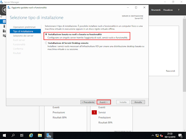 Windows Server 2019, Installazione basata su ruoli o basata su funzionalità